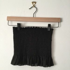 Black linen tube top small